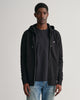 BLACK, REG SHIELD FULL ZIP HOODIE, FRONT-VIEW BY GANT AU.