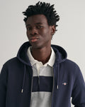 EVENING BLUE, REG SHIELD FULL ZIP HOODIE, CLOSE-UP BY GANT AU.