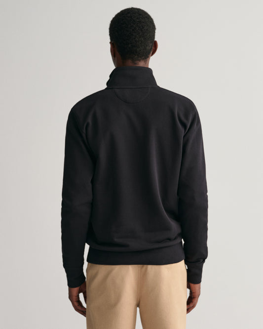 BLACK, REG SHIELD FULL ZIP SWEAT, BACK-VIEW BY GANT AU.