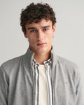 GREY MELANGE, REG SHIELD FULL ZIP SWEAT, CLOSE-UP BY GANT AU.