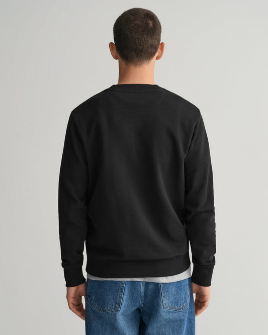 BLACK, REG TONAL SHIELD C-NECK SWEAT, BACK-VIEW BY GANT AU.
