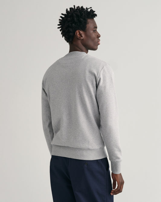 GREY MELANGE, REG TONAL SHIELD C-NECK SWEAT, BACK-VIEW BY GANT AU.