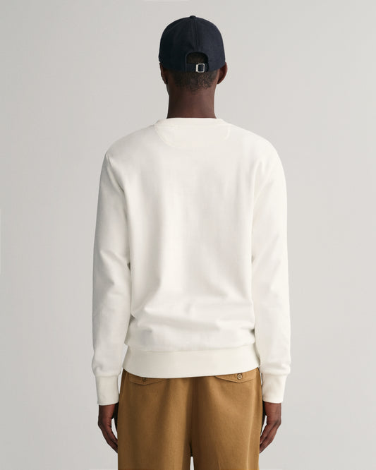 EGGSHELL, REG TONAL SHIELD C-NECK SWEAT, BACK-VIEW BY GANT AU.