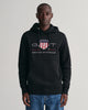 BLACK, REG ARCHIVE SHIELD HOODIE, FRONT-VIEW BY GANT AU.