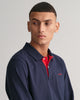 EVENING BLUE, REG CONTRAST PIQUE LS POLO, CLOSE-UP BY GANT AU.