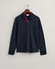 EVENING BLUE, REG CONTRAST PIQUE LS POLO, FLAT-LAY BY GANT AU.