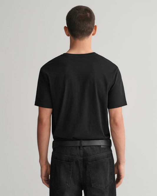 BLACK, REG ARCHIVE SHIELD EMB SS T-SHIRT, BACK-VIEW BY GANT AU.