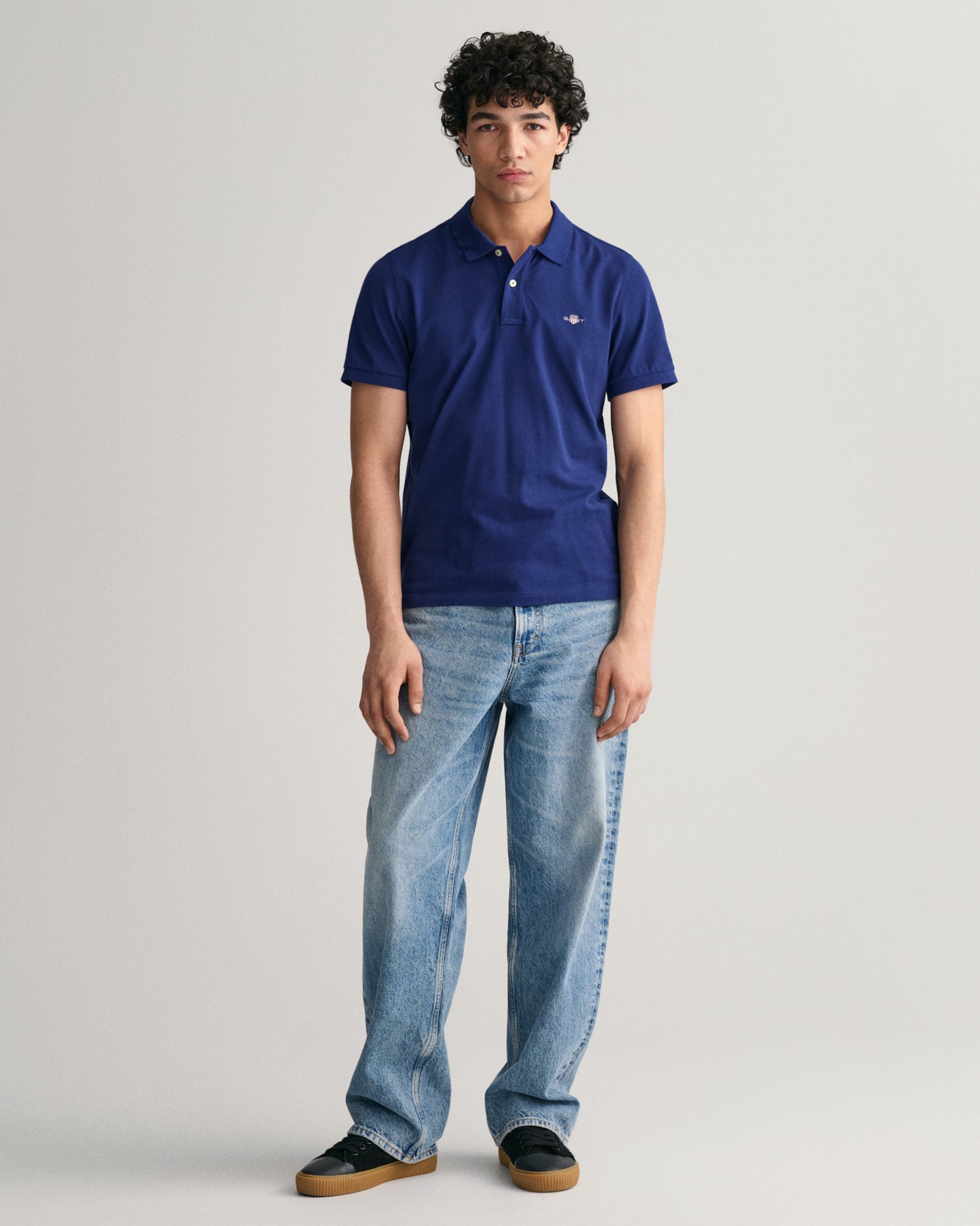 RICH NAVY, REG SHIELD SS PIQUE POLO BY GANT AU.