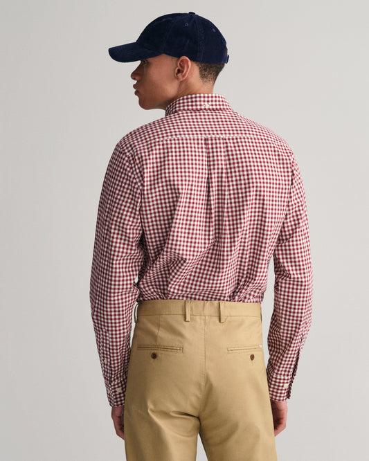 PLUMPED RED, REG POPLIN GINGHAM SHIRT, BACK-VIEW BY GANT AU.