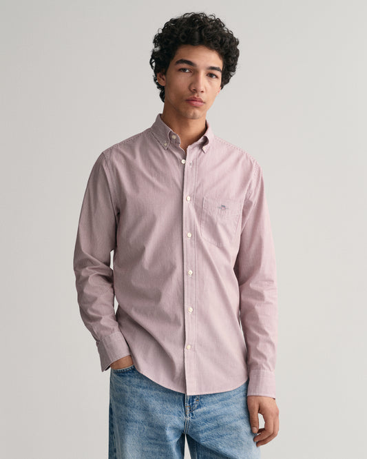 PLUMPED RED, REG POPLIN BANKER SHIRT, FRONT-VIEW BY GANT AU.