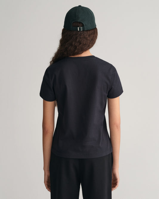 BLACK, REG SHIELD SS T-SHIRT, BACK-VIEW BY GANT AU.