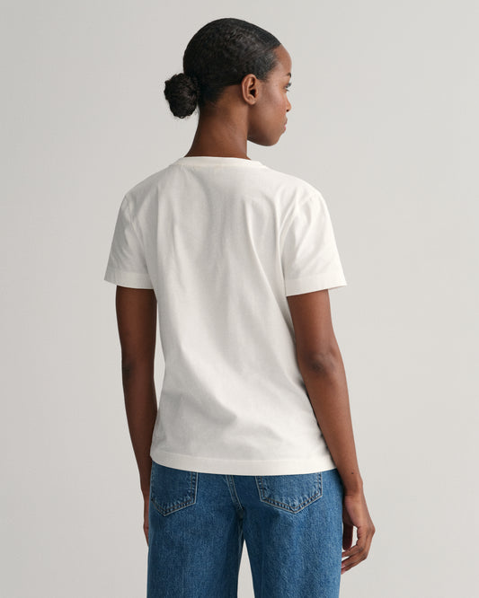 WHITE, REG SHIELD SS V-NECK T-SHIRT, BACK-VIEW BY GANT AU.