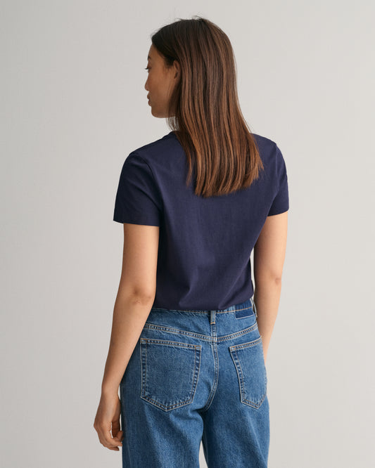 EVENING BLUE, REG SHIELD SS V-NECK T-SHIRT, BACK-VIEW BY GANT AU.