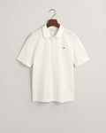 EGGSHELL, SLIM SHIELD SS PIQUE POLO, FLAT-LAY BY GANT AU.