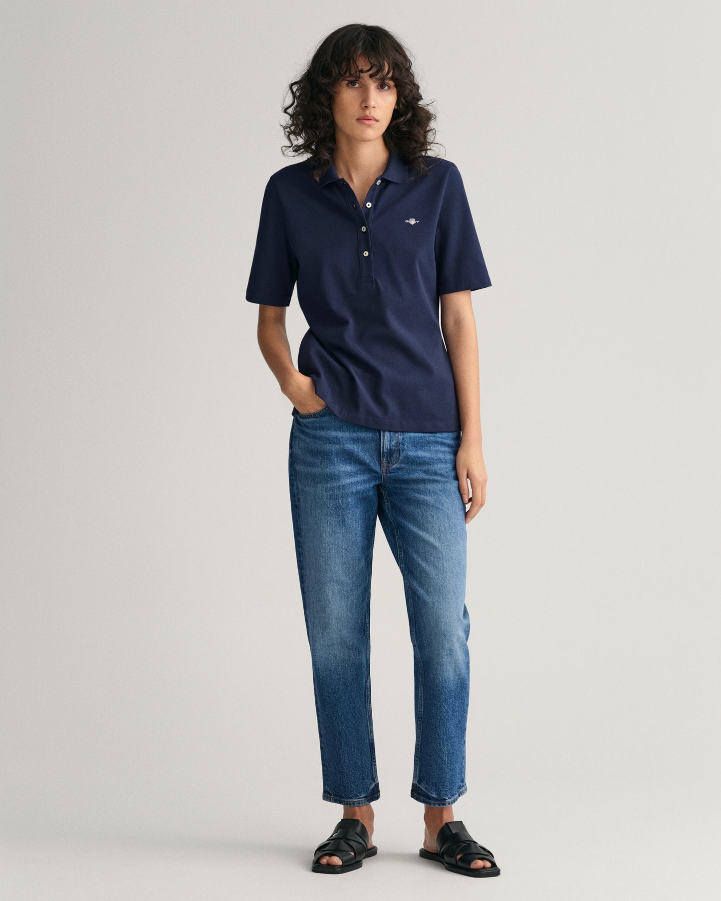 EVENING BLUE, SLIM SHIELD SS PIQUE POLO BY GANT AU.
