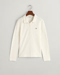 EGGSHELL, SLIM SHIELD LS PIQUE POLO, FLAT-LAY BY GANT AU.