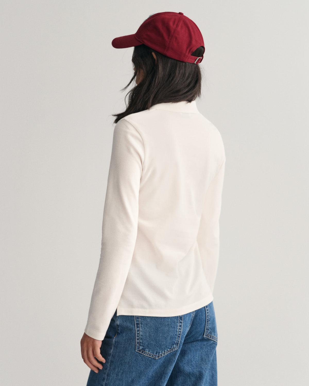 EGGSHELL, SLIM SHIELD LS PIQUE POLO, BACK-VIEW BY GANT AU.