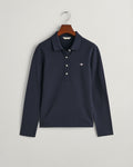 EVENING BLUE, SLIM SHIELD LS PIQUE POLO, FLAT-LAY BY GANT AU.