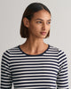 EVENING BLUE, SLIM STRIPED 1X1 RIBBED LS T-SHIRT, CLOSE-UP BY GANT AU.