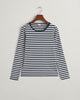 EVENING BLUE, SLIM STRIPED 1X1 RIBBED LS T-SHIRT, FLAT-LAY BY GANT AU.