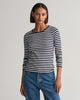 EVENING BLUE, SLIM STRIPED 1X1 RIBBED LS T-SHIRT, FRONT-VIEW BY GANT AU.