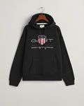 BLACK, REL ARCHIVE SHIELD HOODIE, FLAT-LAY BY GANT AU.