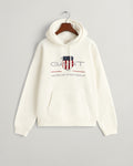 EGGSHELL, REL ARCHIVE SHIELD HOODIE, FRONT-VIEW BY GANT AU.