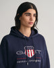 EVENING BLUE, REL ARCHIVE SHIELD HOODIE, CLOSE-UP BY GANT AU.