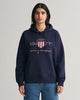 EVENING BLUE, REL ARCHIVE SHIELD HOODIE, FRONT-VIEW BY GANT AU.