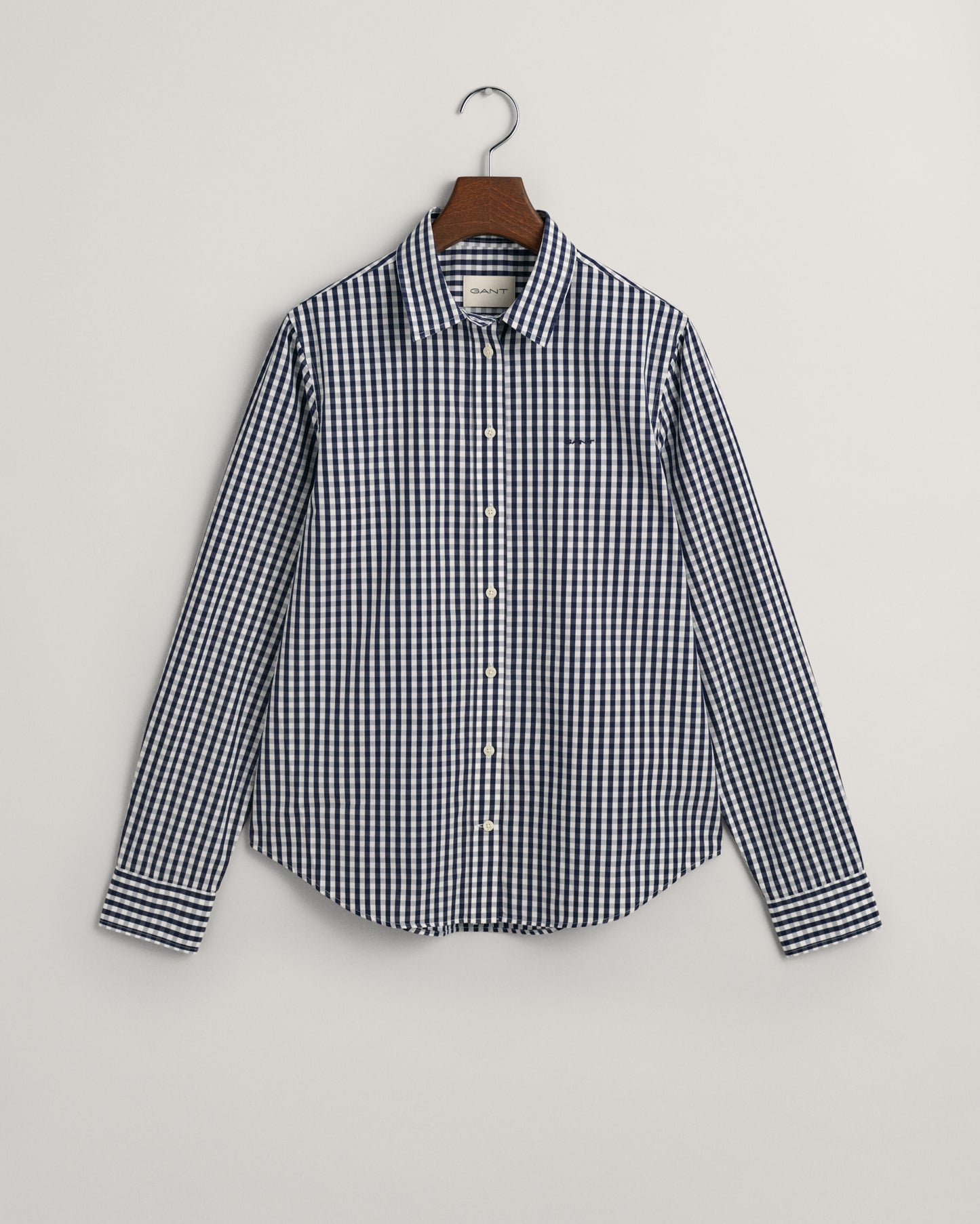 CLASSIC BLUE, REG POPLIN GINGHAM SHIRT, FLAT-LAY BY GANT AU.