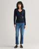 EVENING BLUE, STRETCH COTTON CABLE V-NECK BY GANT AU.