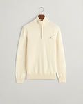 CREAM, CASUAL COTTON HALF ZIP, FLAT-LAY BY GANT AU.