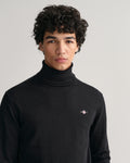 BLACK, CLASSIC COTTON ROLLERNECK, CLOSE-UP BY GANT AU.