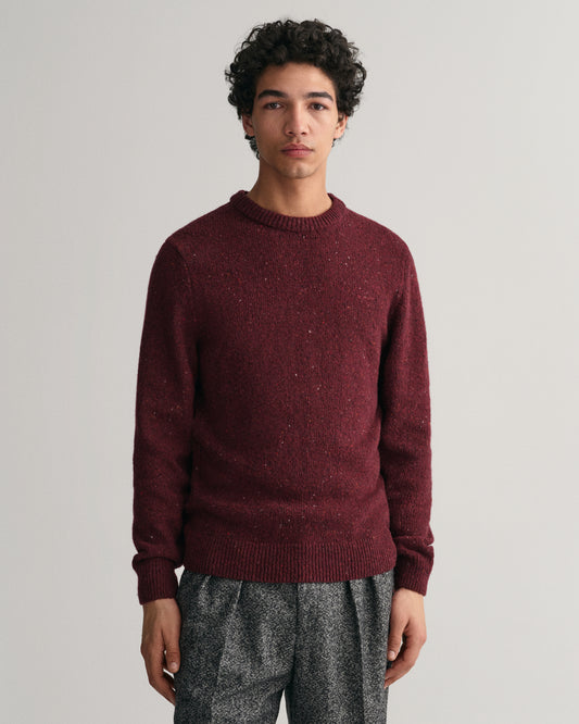 PLUMPED RED, WOOL NEPS C-NECK, FRONT-VIEW BY GANT AU.