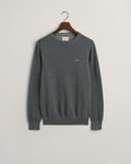 DARK GREY MELANGE, COTTON PIQUE C-NECK, FLAT-LAY BY GANT AU.