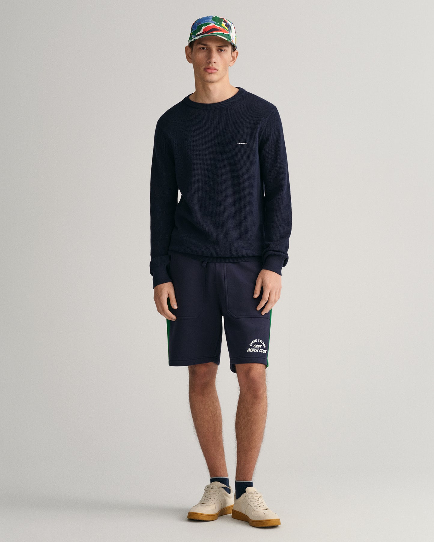 EVENING BLUE, COTTON PIQUE C-NECK BY GANT AU.