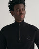 BLACK, COTTON PIQUE HALF ZIP, CLOSE-UP BY GANT AU.