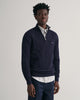 EVENING BLUE, COTTON PIQUE HALF ZIP, FRONT-VIEW BY GANT AU.