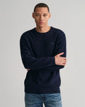 EVENING BLUE, COTTON WOOL RIB C-NECK, CLOSE-UP BY GANT AU.
