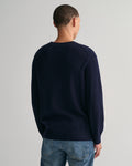 EVENING BLUE, COTTON WOOL RIB C-NECK, BACK-VIEW BY GANT AU.