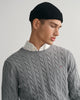 GREY MELANGE, COTTON CABLE C-NECK, CLOSE-UP BY GANT AU.