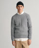 GREY MELANGE, COTTON CABLE C-NECK, FRONT-VIEW BY GANT AU.