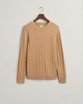 KHAKI MELANGE, COTTON CABLE C-NECK, FLAT-LAY BY GANT AU.