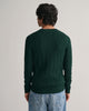 TARTAN GREEN, COTTON CABLE C-NECK, BACK-VIEW BY GANT AU.