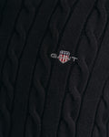 BLACK, COTTON CABLE TURTLE NECK, CLOSE-UP BY GANT AU.