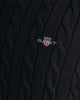 BLACK, COTTON CABLE TURTLE NECK, CLOSE-UP BY GANT AU.
