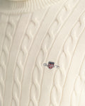 CREAM, COTTON CABLE TURTLE NECK, CLOSE-UP BY GANT AU.