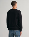 BLACK, SUPERFINE LAMBSWOOL C-NECK, BACK-VIEW BY GANT AU.