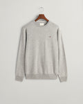 GREY MELANGE, SUPERFINE LAMBSWOOL C-NECK, FLAT-LAY BY GANT AU.