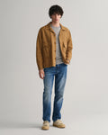 GREY MELANGE, SUPERFINE LAMBSWOOL C-NECK BY GANT AU.